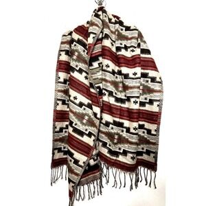 Southwestern Print Fringed Scarf throw El Paso Saddle Blanket CO. 72x26.5"